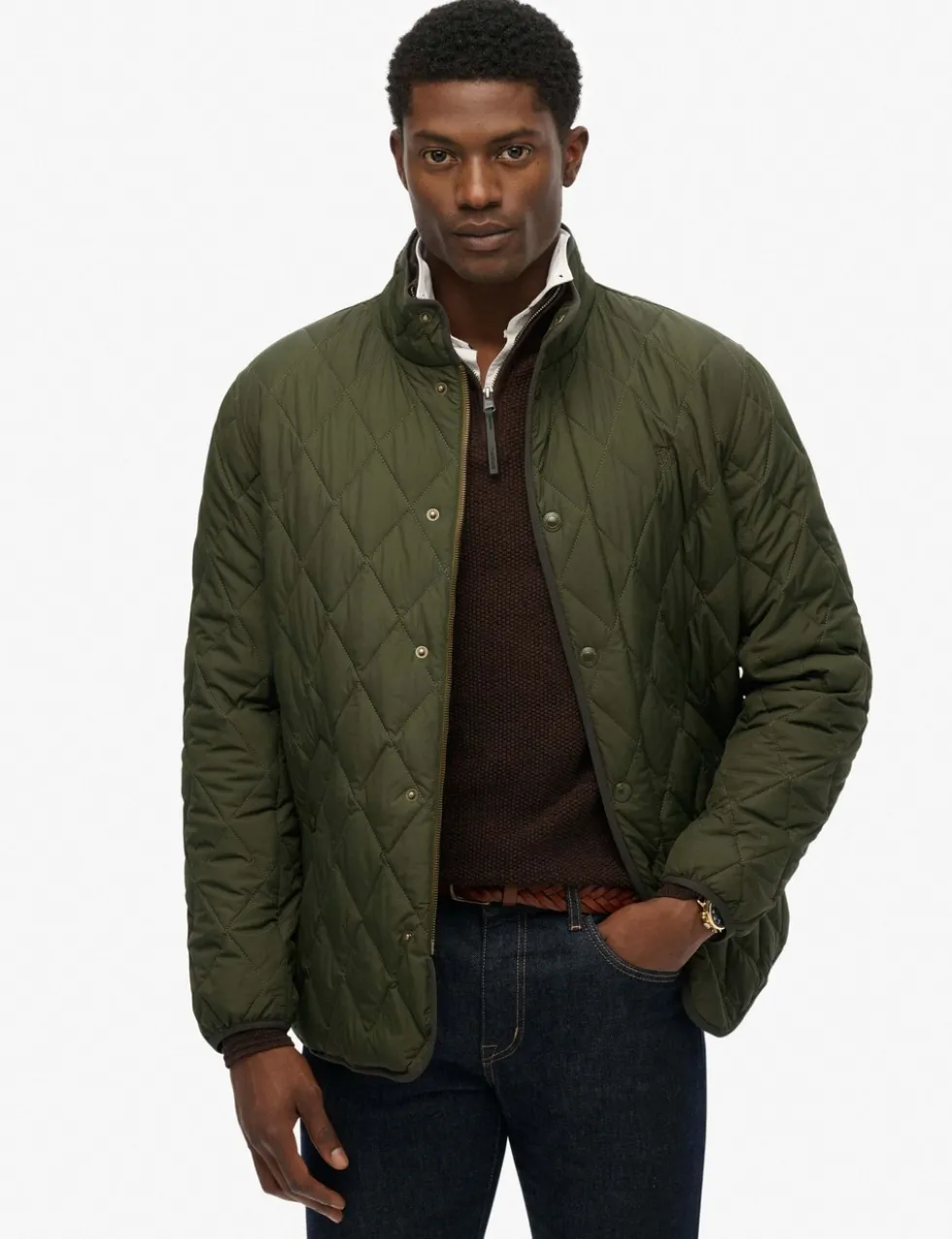 Slim Fit Quilted Funnel Neck Estate Jacket