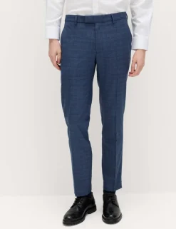 Slim Fit Textured Check Stretch Trousers