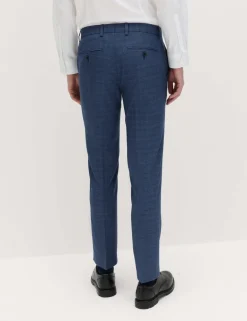 Slim Fit Textured Check Stretch Trousers