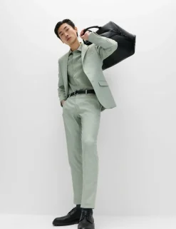 Slim Fit Textured Stretch Suit Jacket