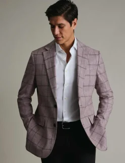 Slim Fit Wool Blend Check Suit Jacket
