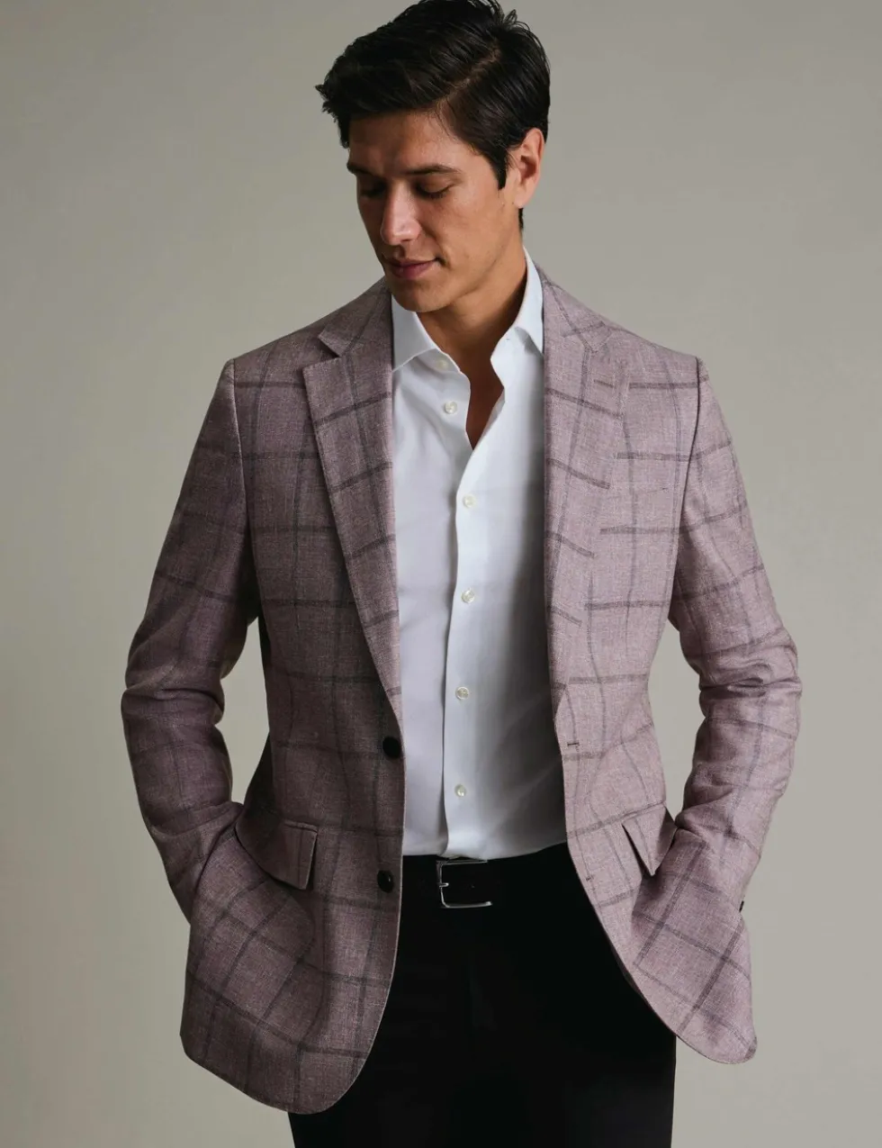 Slim Fit Wool Blend Check Suit Jacket