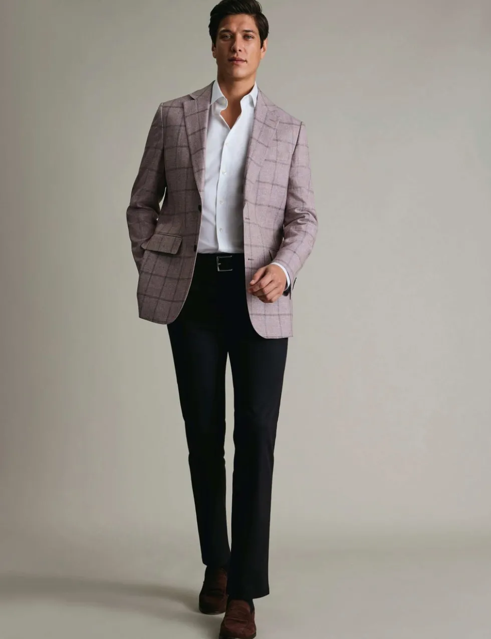 Slim Fit Wool Blend Check Suit Jacket
