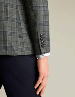 Slim Fit Wool Blend Prince of Wales Check Jacket