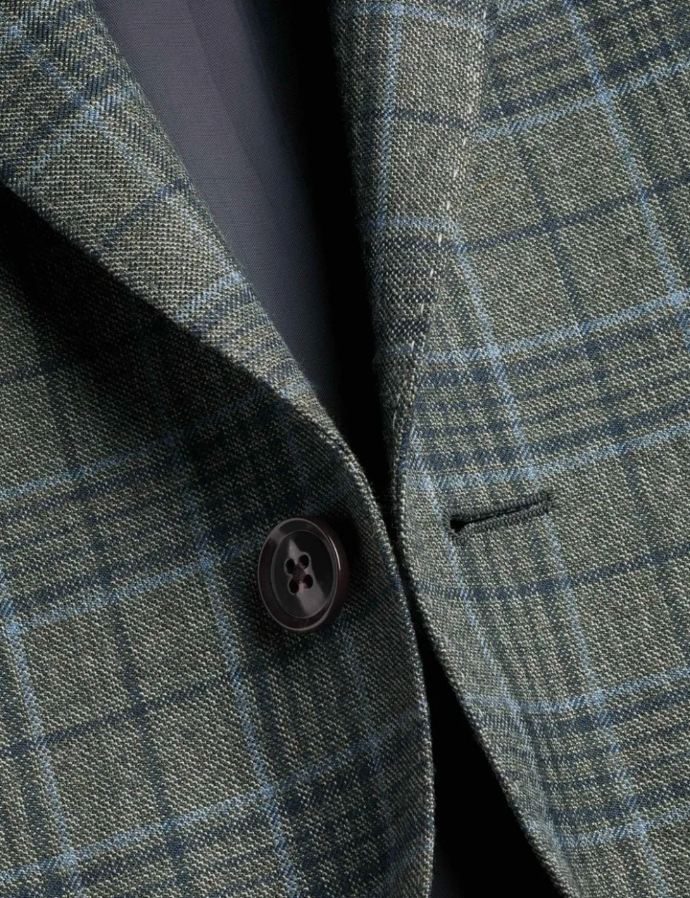 Slim Fit Wool Blend Prince of Wales Check Jacket