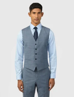 Slim Fit Wool Rich Check Waistcoat