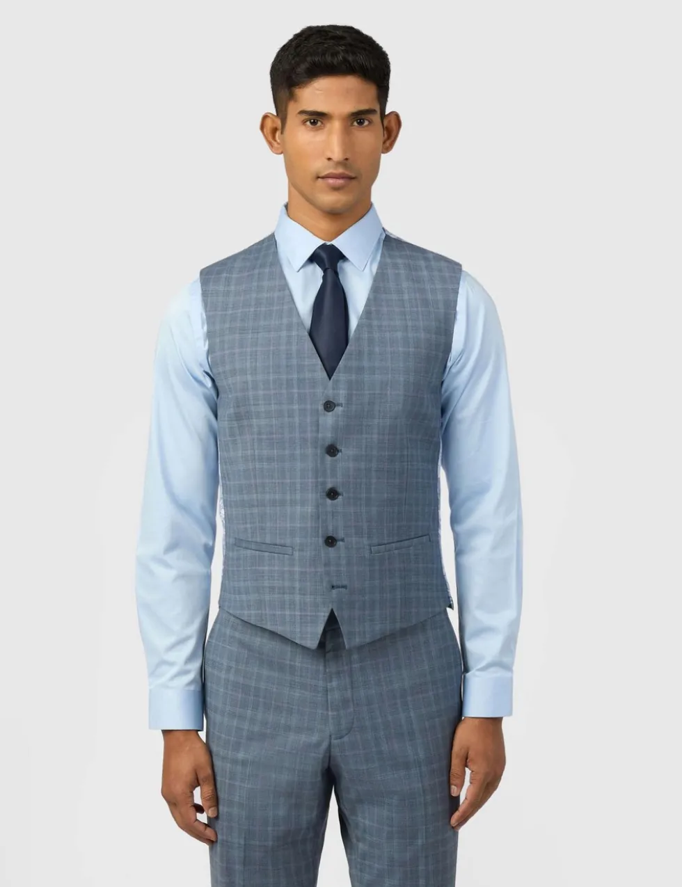 Slim Fit Wool Rich Check Waistcoat