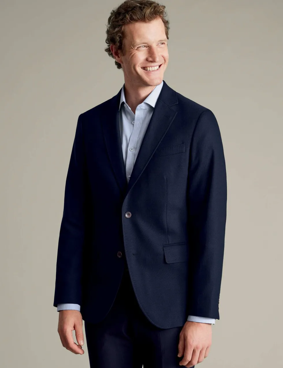 Slim Fit Wool Rich Stretch Textured Jacket
