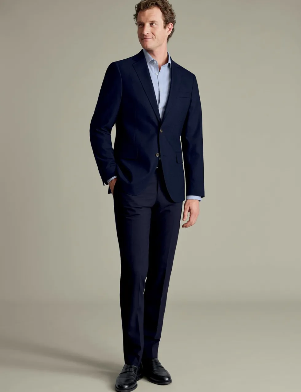 Slim Fit Wool Rich Stretch Textured Jacket