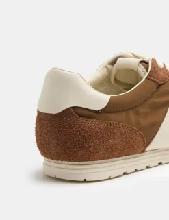 Slim Line Leather Mix Runner Trainers