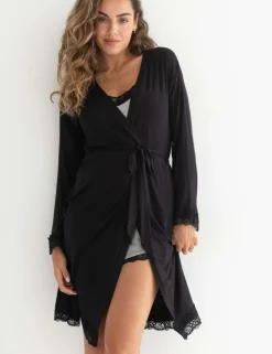 Sofa Loves Lace Jersey Wrap Dressing Gown