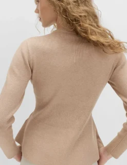 Soft Touch Crew Neck Peplum Fitted Cardigan