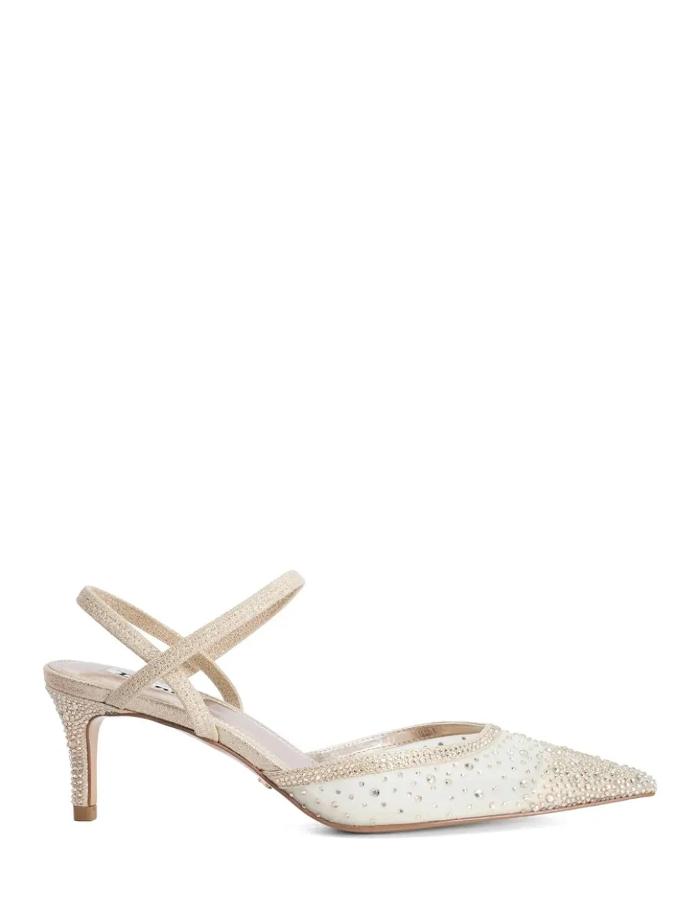 Sparkle Mesh Detail Kitten Heel Court Shoes