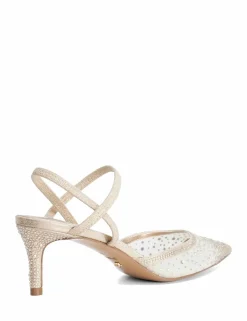 Sparkle Mesh Detail Kitten Heel Court Shoes