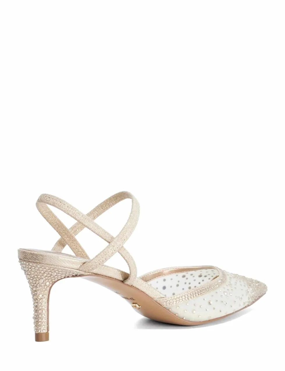 Sparkle Mesh Detail Kitten Heel Court Shoes