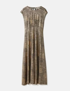Sparkly Round Neck Midaxi Waisted Dress