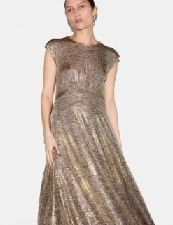Sparkly Round Neck Midaxi Waisted Dress