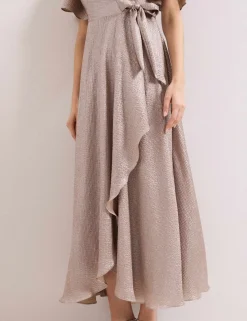 Sparkly V-Neck Maxi Wrap Dress