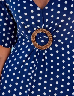 Spot Print Hoop Detail Mini Smock Dress