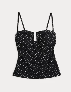 Spot Print Padded U-Wire Tankini Top