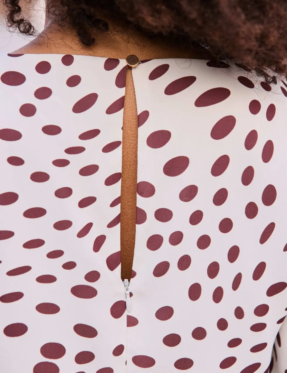 Spot Print Ruffle Mini Shift Dress