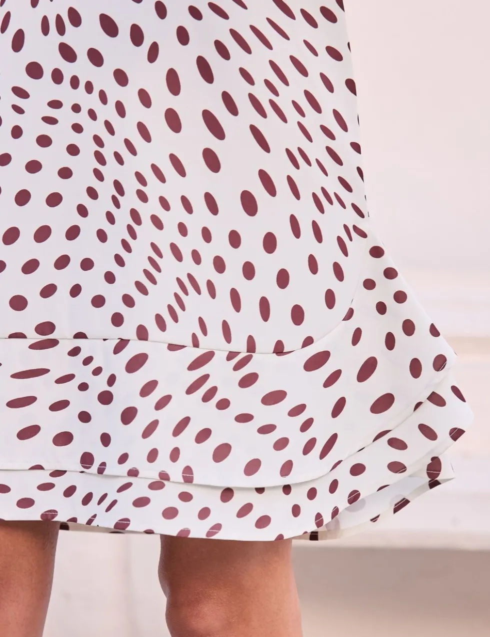 Spot Print Ruffle Mini Shift Dress