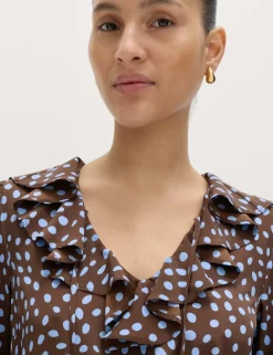 Spot Print Ruffle Mini Tiered Dress