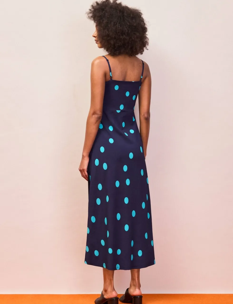 Spot Print Square Neck Midaxi Slip Dress