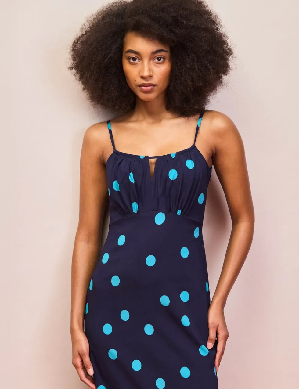 Spot Print Square Neck Midaxi Slip Dress