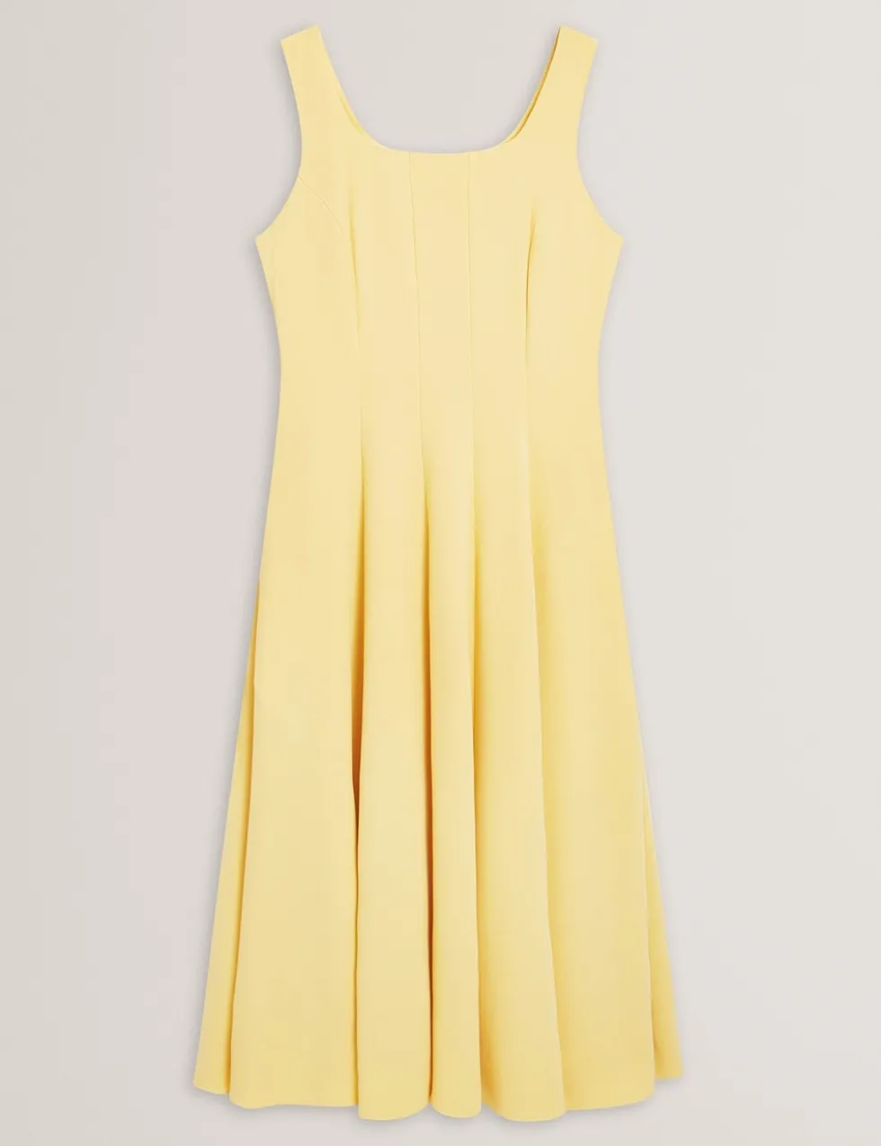 Square Neck Pleated Midi Skater Dress