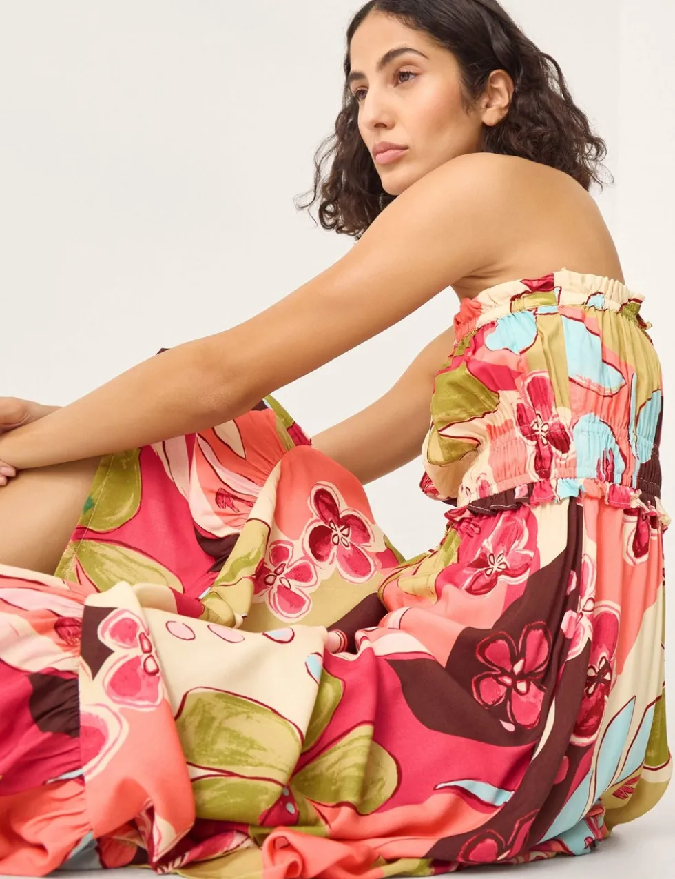 Square Neck Strappy Midi Tiered Dress