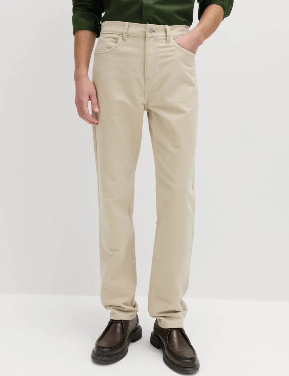 Straight Fit Italian Moleskin 5 Pocket Trousers