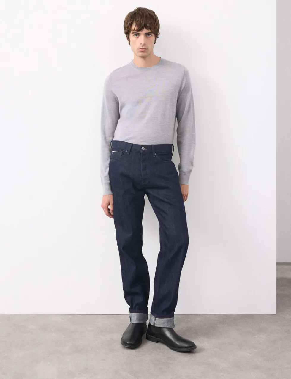 Straight Fit Pure Cotton Selvedge Jeans