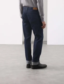 Straight Fit Pure Cotton Selvedge Jeans