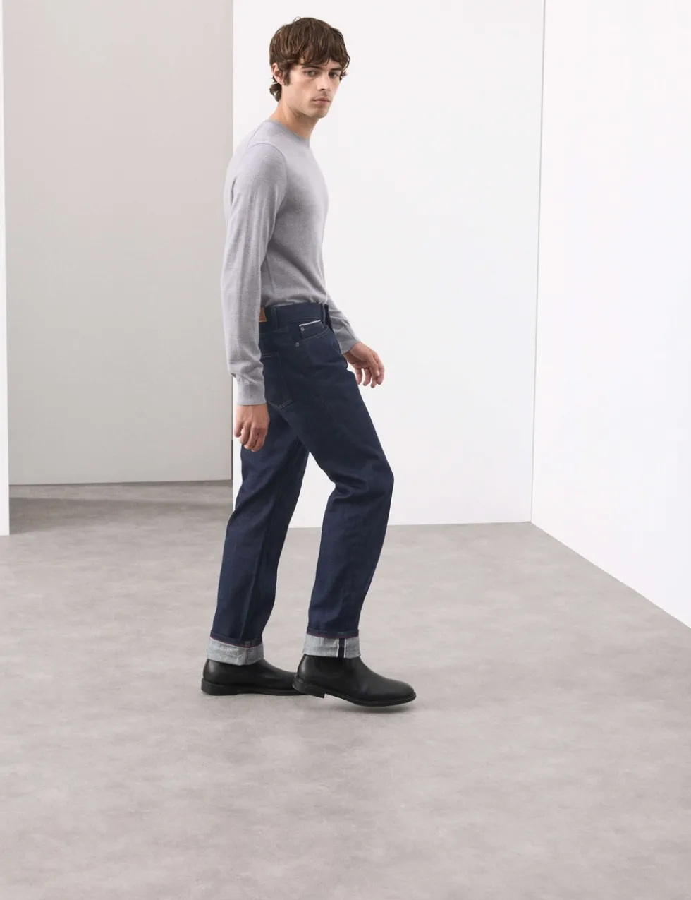 Straight Fit Pure Cotton Selvedge Jeans