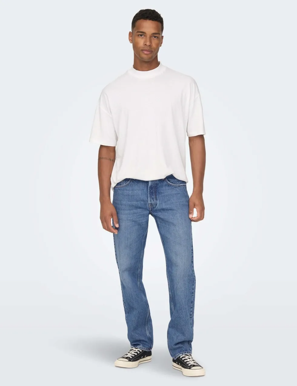 Straight Fit Pure Cotton 5 Pocket Jeans