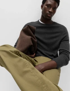 Straight Fit Textured 5 Pocket Trousers