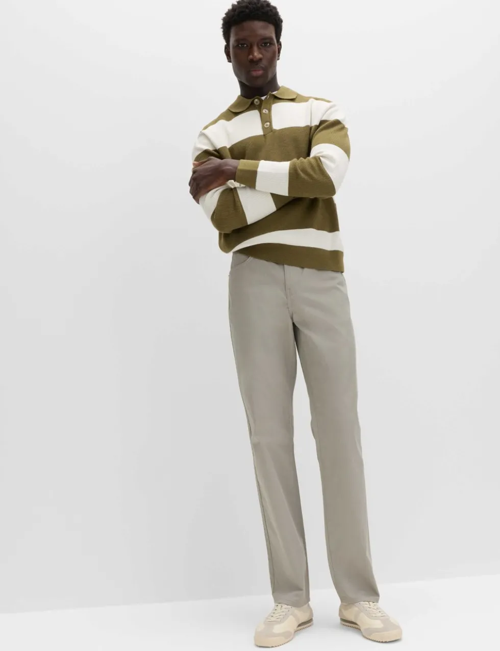 Straight Fit Textured 5 Pocket Trousers