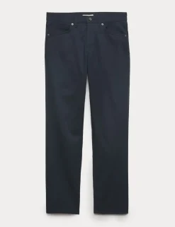 Straight Fit Textured 5 Pocket Trousers