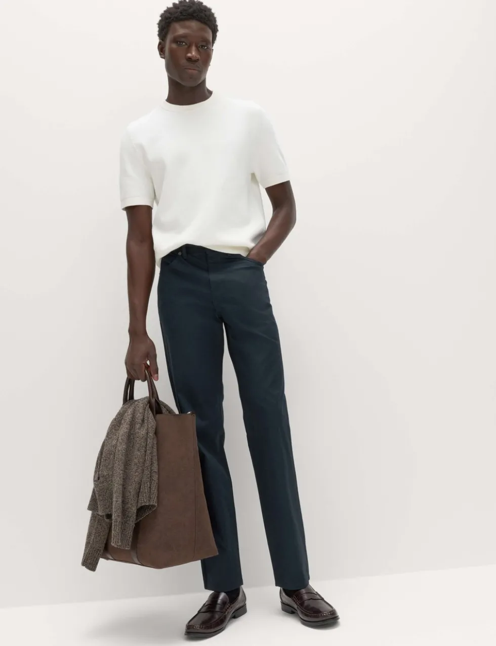 Straight Fit Textured 5 Pocket Trousers
