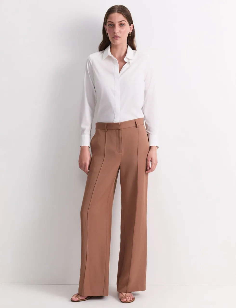 Straight Leg Trousers with Linen