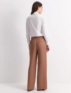 Straight Leg Trousers with Linen