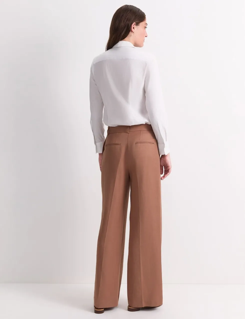 Straight Leg Trousers with Linen