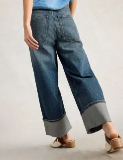 Straight Leg Turn Up Ankle Grazer Jeans