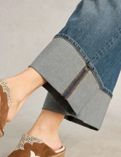 Straight Leg Turn Up Ankle Grazer Jeans