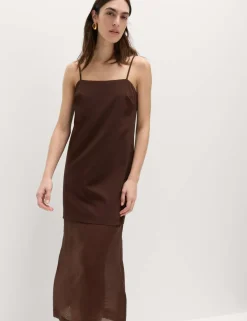 Strappy Midi Drop Waist Column Dress