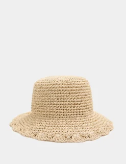 Straw Scalloped Edge Fedora Hat