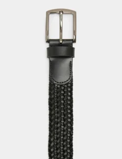 Stretch Leather Plaited Belt
