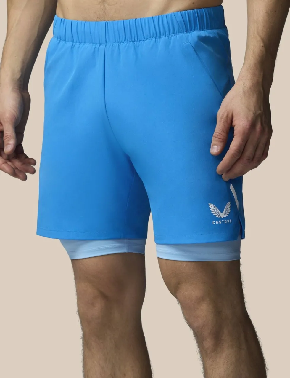 Stretch Two Layer Zip Pocket Sports Shorts