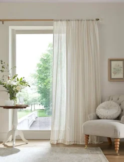 Stripe Sheer Voile Panel Slot Top Curtain